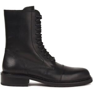 Ann Demeulemeester Black Leather High-Lace Combat Boots